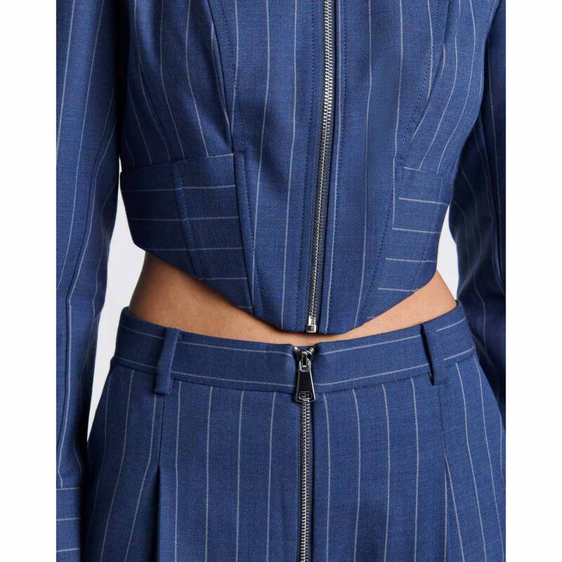 Cue European Wool Stripe Cropped Shirt image number 2